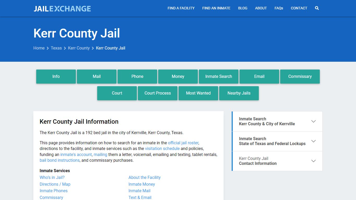 Kerr County Jail, TX Inmate Search, Information